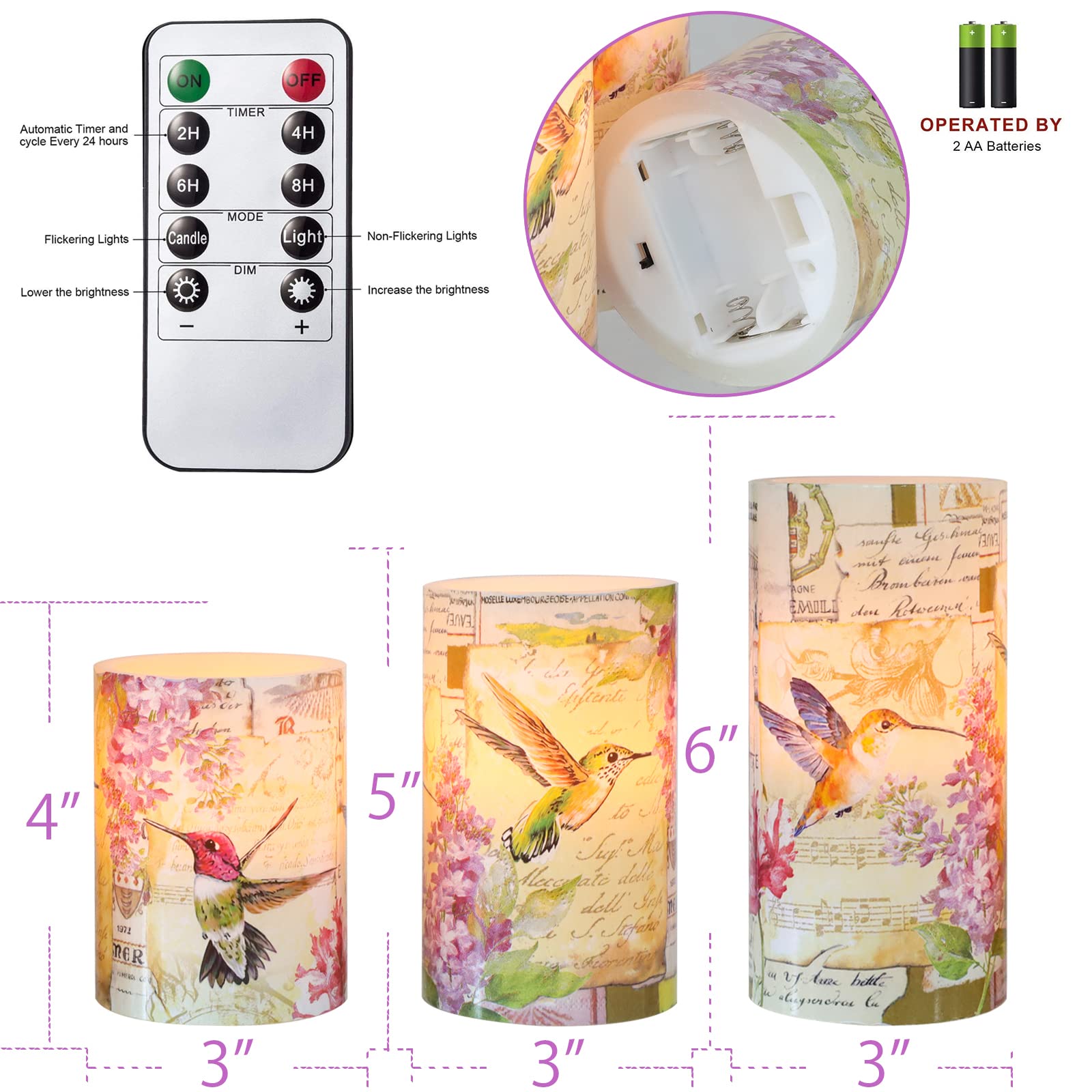 Immeiscent real wax candle features a 3D flickering wick for realistic ambiance.