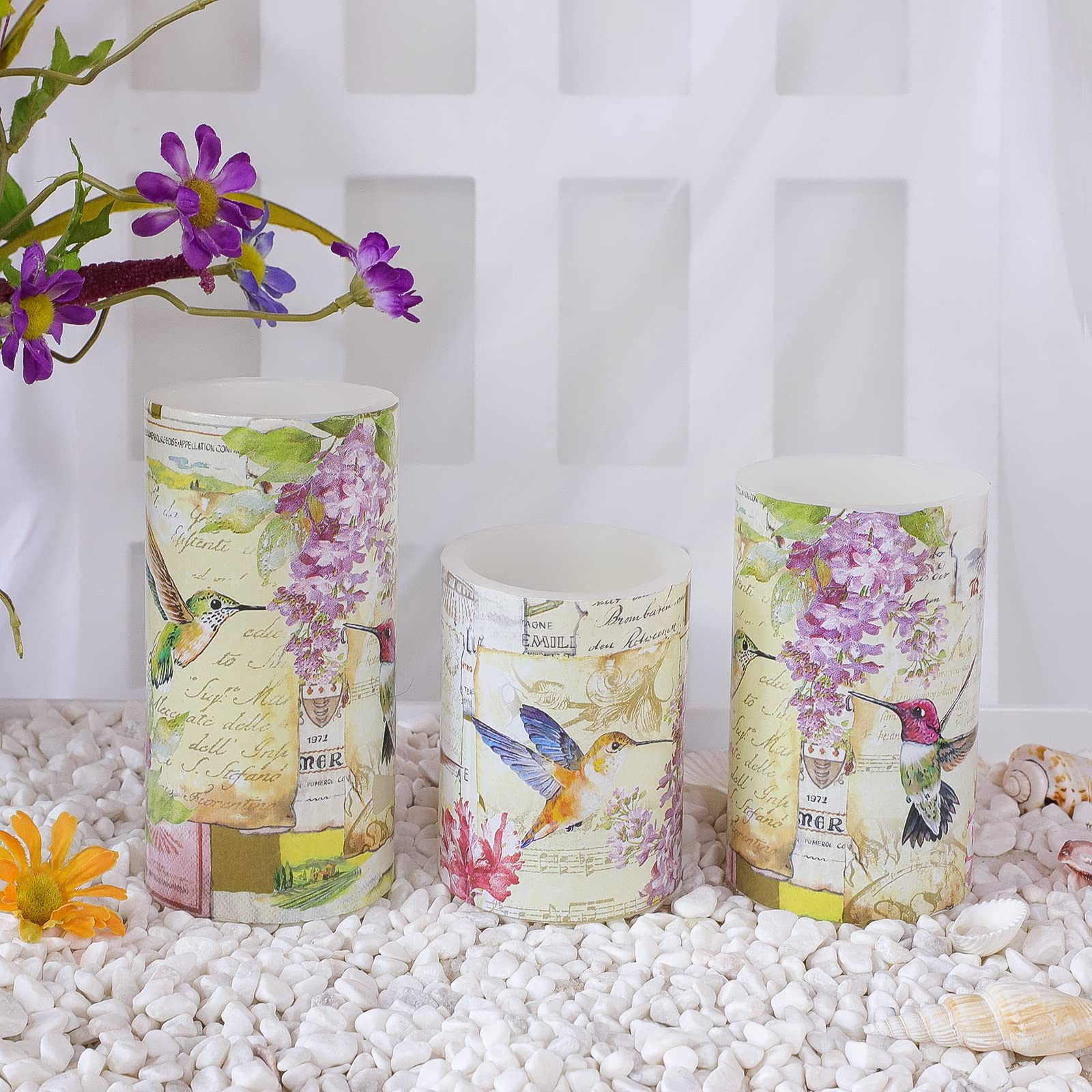 Immeiscent warm white glow candle creates cozy dinner ambiance.