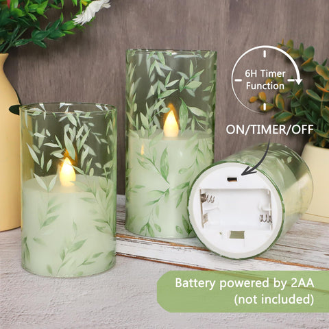 Immeiscent willow-leaf design LED candle glows safely around children and pets.