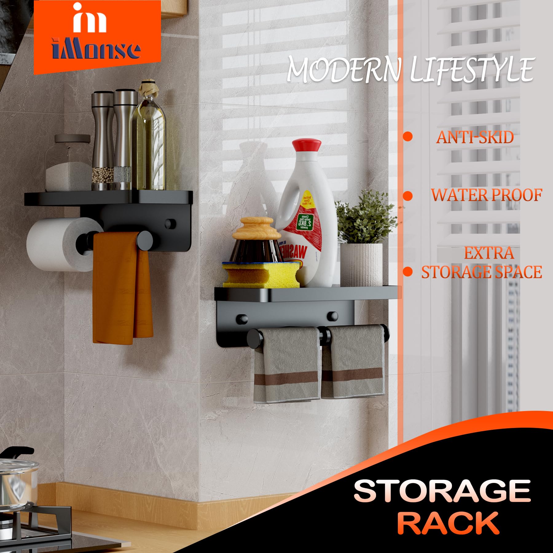 iMonse anti-slip-edge-design keeps rolls secure and tidy.