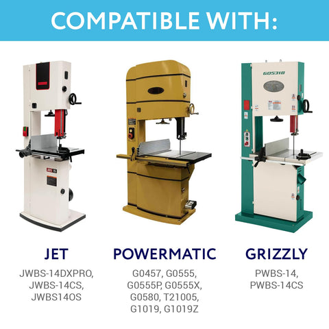 IMPRESA Powermatic PWBS-14 compatibility shown for 14-inch wheels.