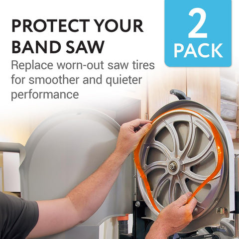 IMPRESA bandsaw tire soaking in warm water to ease mounting.