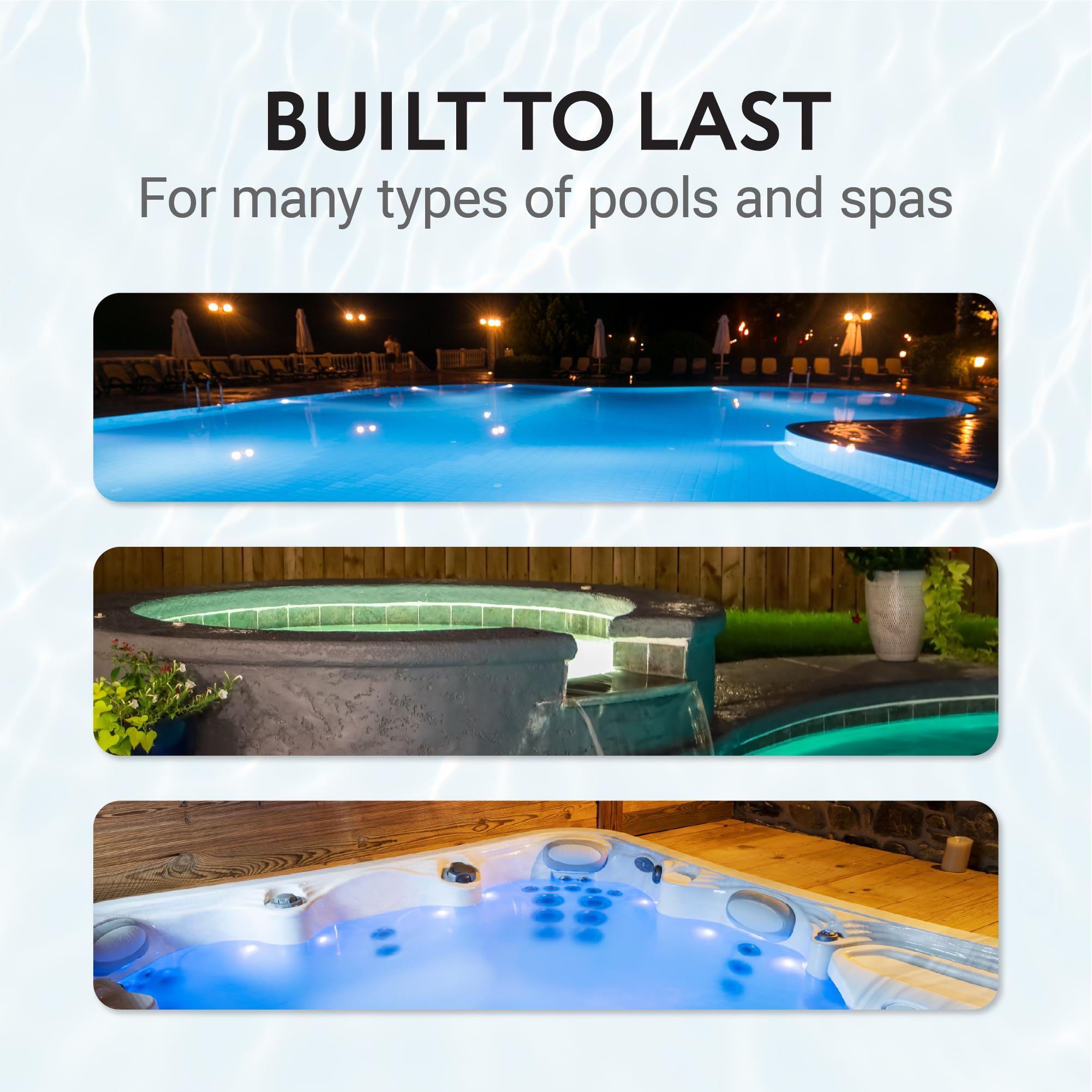 IMPRESA bundle packaging image shows two gaskets for future pool light maintenance