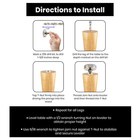 Impromech jam nut included for precise height lock
