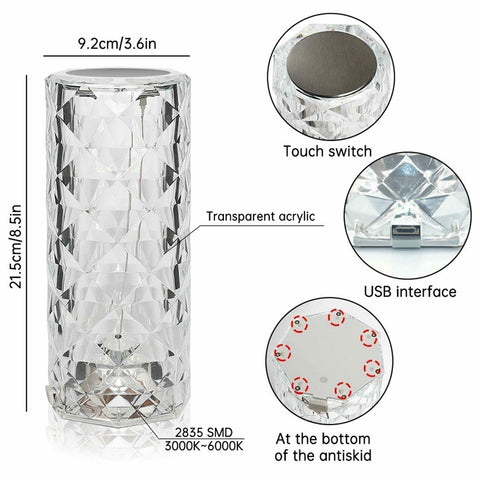 IMQSQIK Crystal Table Lamp enhances room ambience and photo-ready lighting.