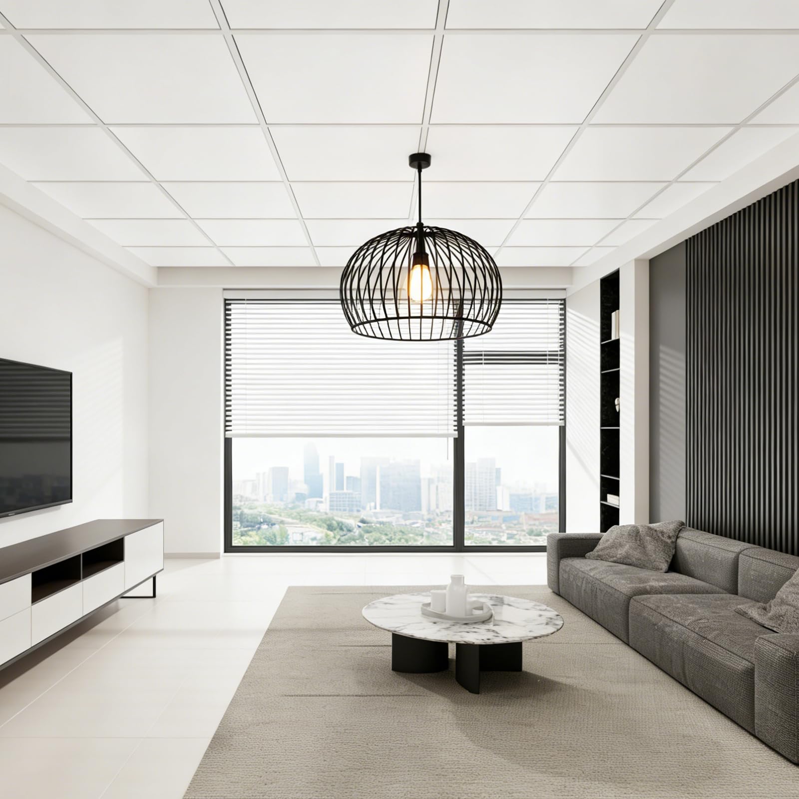 IMXPW White PVC ceiling tiles smooth finish for bright interiors