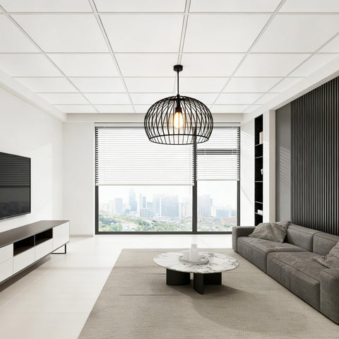 IMXPW White PVC ceiling tiles smooth finish for bright interiors