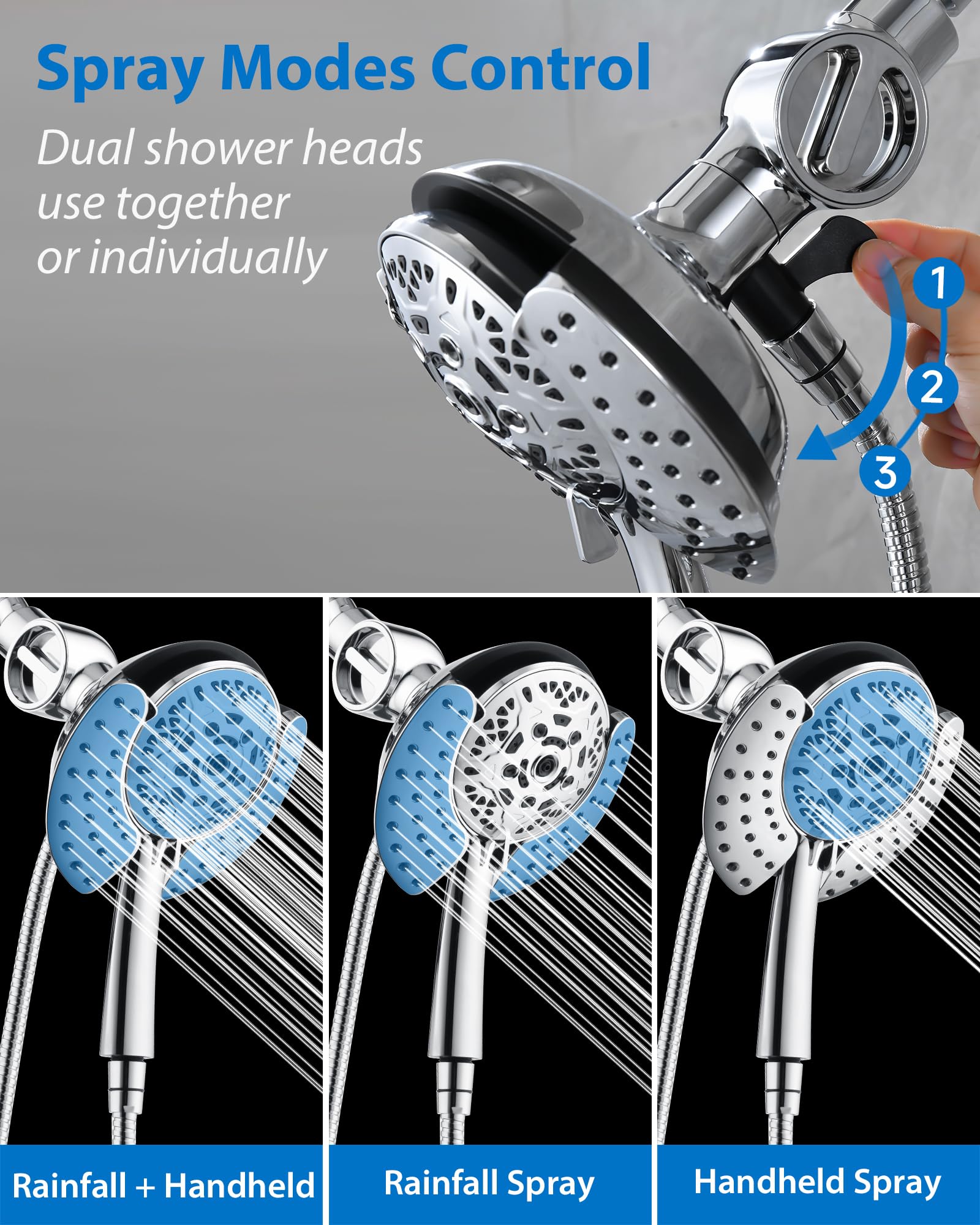 INAVAMZ 10-mode handheld spray for customized water pressure and relaxation