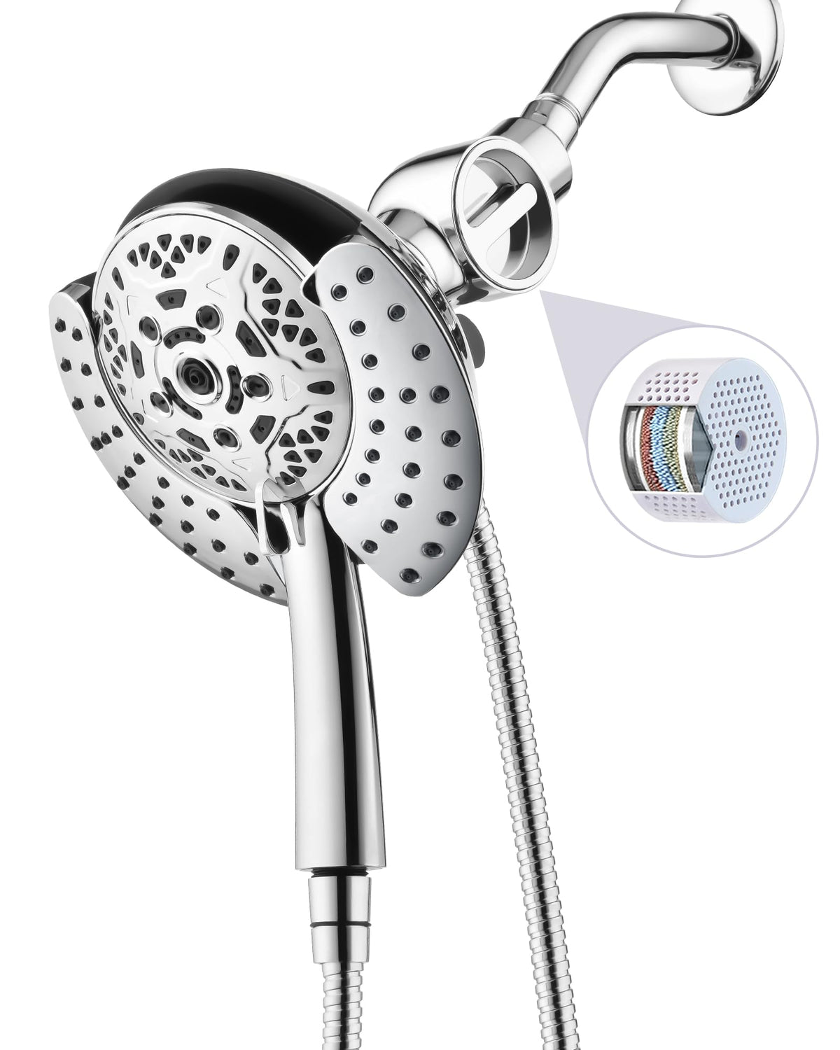 INAVAMZ 2-in-1 filtered shower head fixed spray delivers spa-like rain and massage