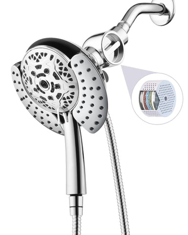 INAVAMZ 2-in-1 filtered shower head fixed spray delivers spa-like rain and massage