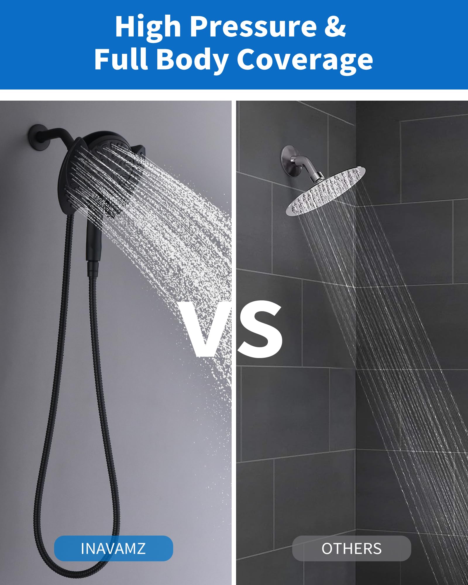 INAVAMZ electroplated handheld handle remains firm during use with a sleek finish.