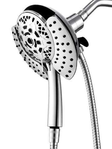 INAVAMZ handheld shower head with 60-inch stainless steel hose for flexible rinsing.