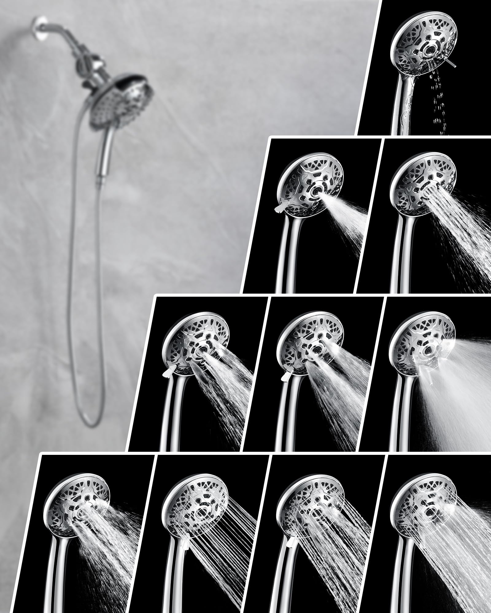 INAVAMZ shower head with built-in filter purifies water for skin and hair