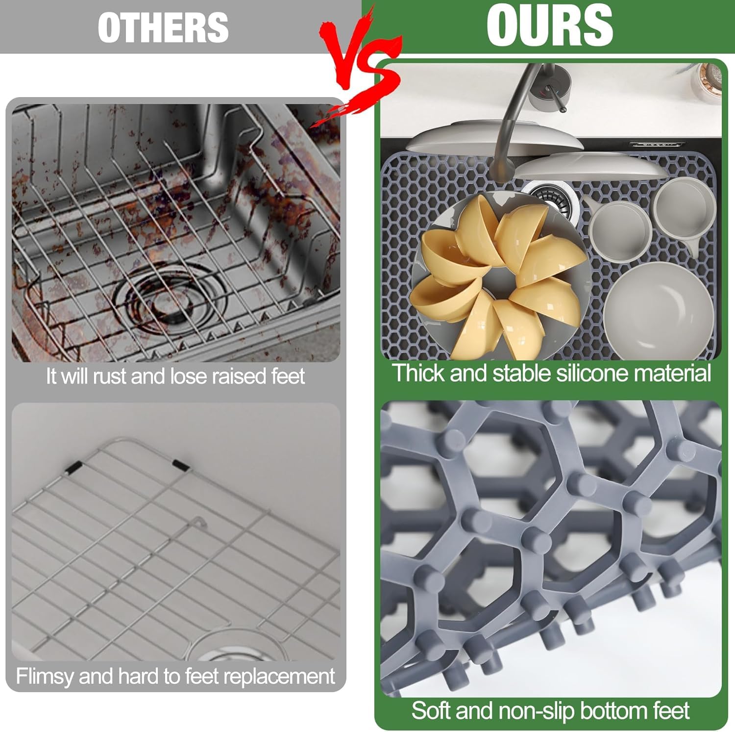 Inchoco Sink Protectors Mat kitchen mat for drying dishes and protecting counters.