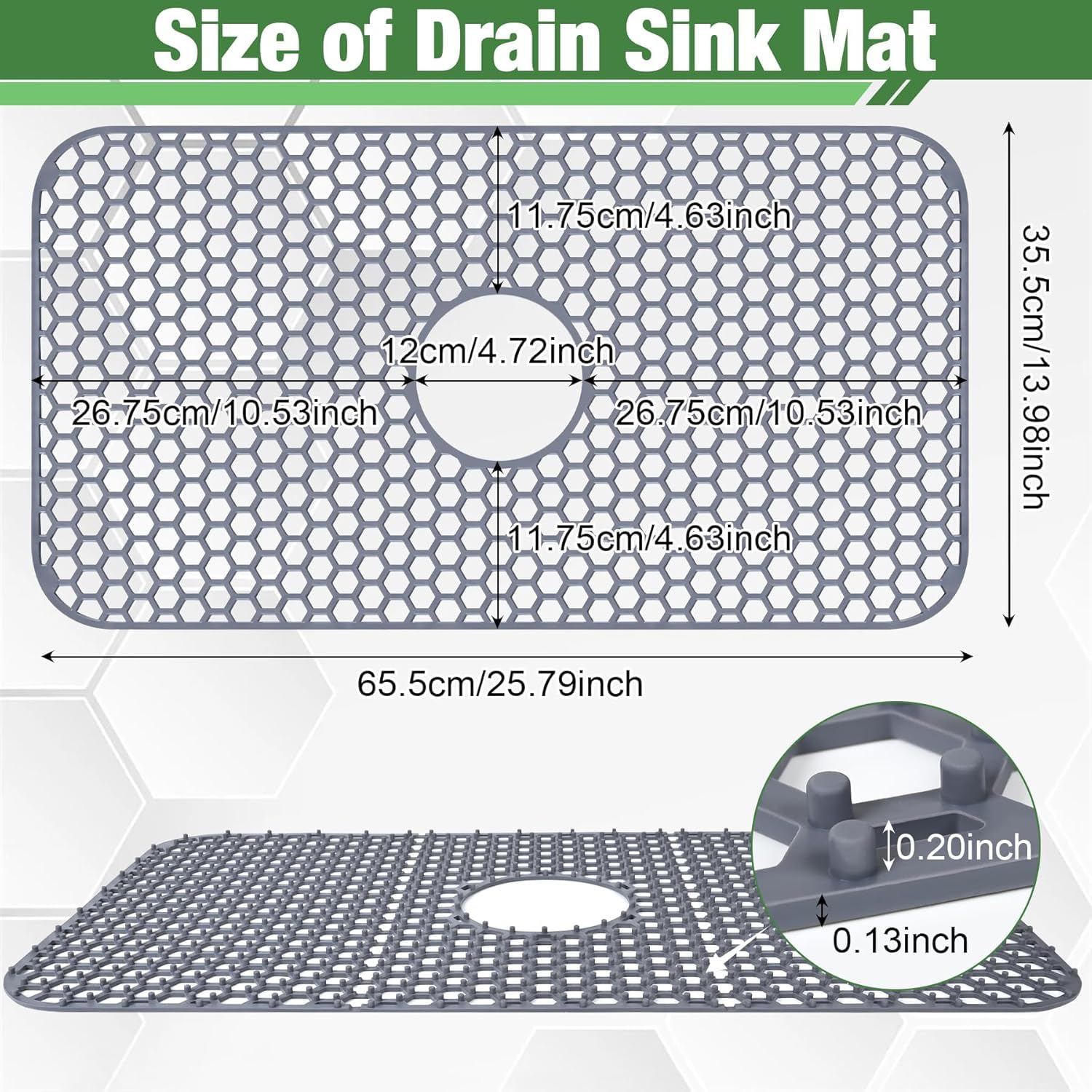 Inchoco silicone sink mat showing soft, easy to clean surface.
