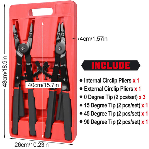 Inchoco Snap Ring Pliers 45° tips ideal for precise alignment during installation.