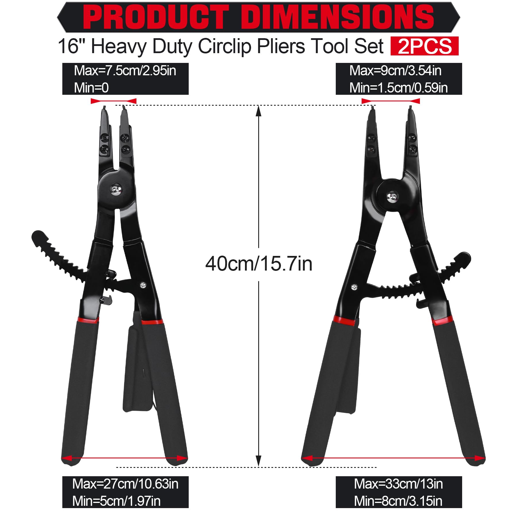 Inchoco Snap Ring Pliers with spring-loaded ratchet locking for secure handling.