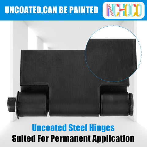 Inchoco weld-on hinges for gates, trailers, and heavy doors installation-ready.