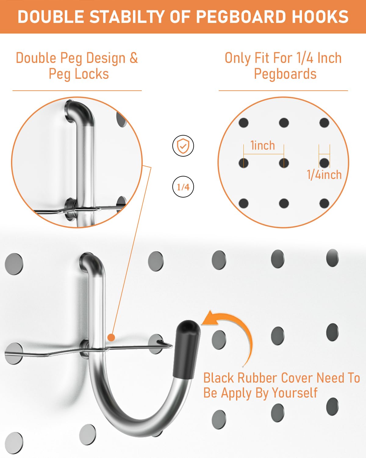1-4-inch pegboard compatibility demo with INCLY hooks.