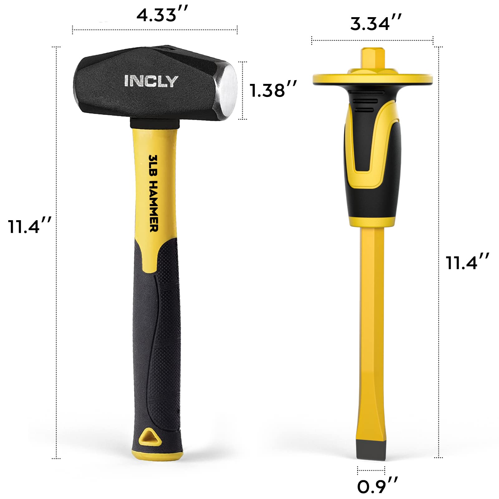 INCLY 12inch mason chisel for precise brick and concrete shaping.
