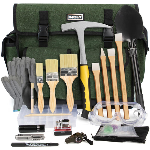 INCLY 26PCS Rock Hammer Kit rock hammer for field exploration and specimen collection.