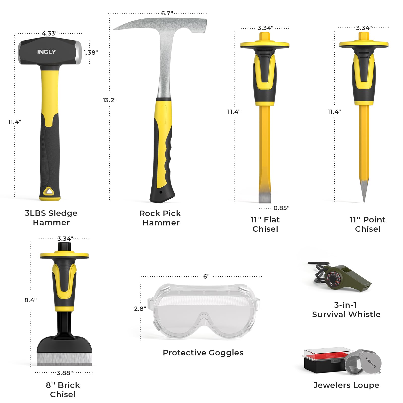INCLY 32 oz rock hammer enables controlled chipping on stone