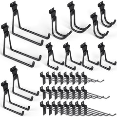 INCLY 36-pack heavy-duty slatwall hooks on black panel for organized garage storage