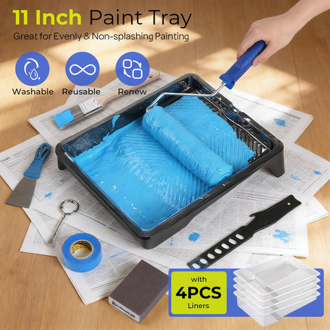 INCLY 4-inch roller frame keeps rollers steady for clean edges.