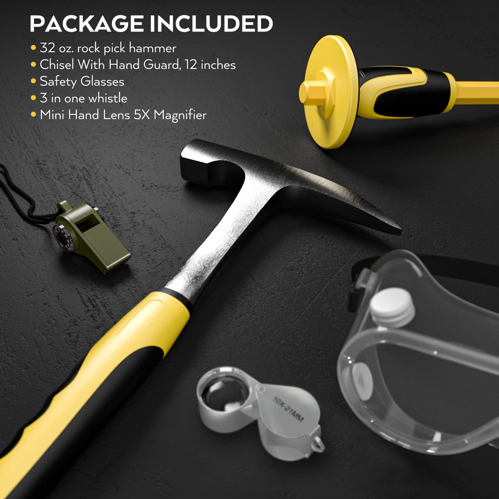 INCLY gold mining prospecting kit aids amateurs in stone breaking and exploration
