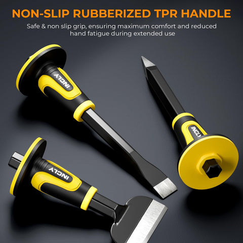 INCLY 8-inch brick chisel with safety guard for controlled masonry cutting.