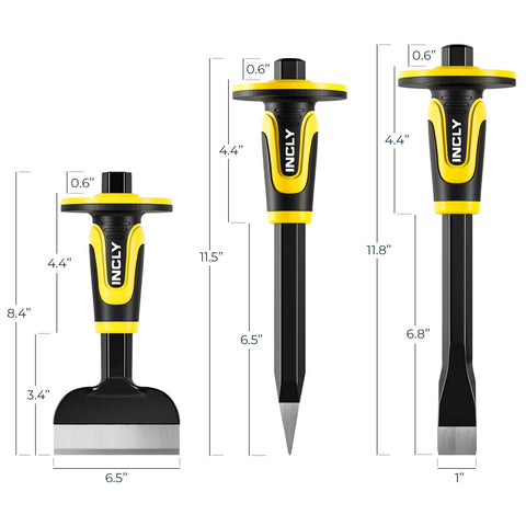 INCLY 11-inch flat chisel with hand guard for precise finishing.