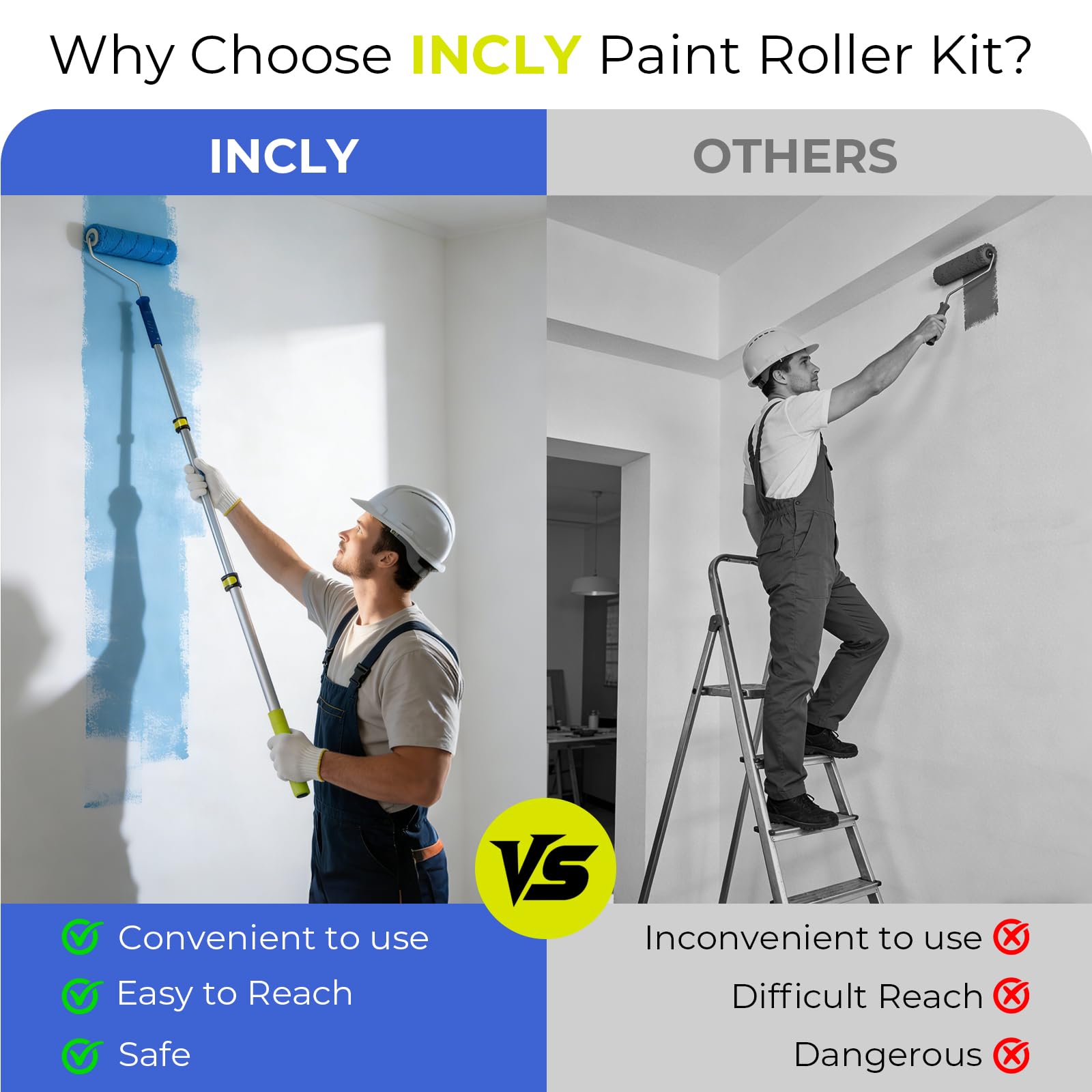 INCLY diverse brush set helps trim and edge work with control.
