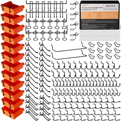 INCLY pegboard accessories kit, full view, ideal for organized garage storage