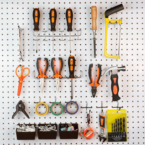 INCLY pegboard curved hooks organize tools with flexible, clutter free placement