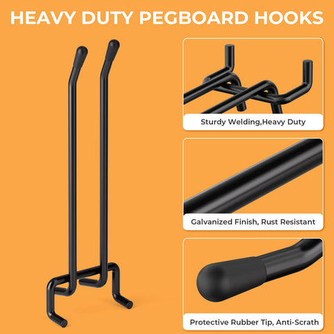 INCLY hooks support up to 40 lbs on 1/4-inch pegboards