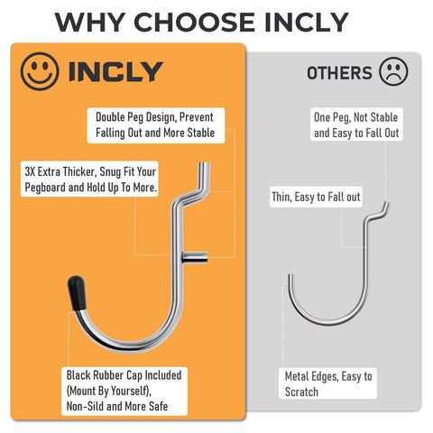 INCLY pegboard hooks 100-pack for organized garage storage.