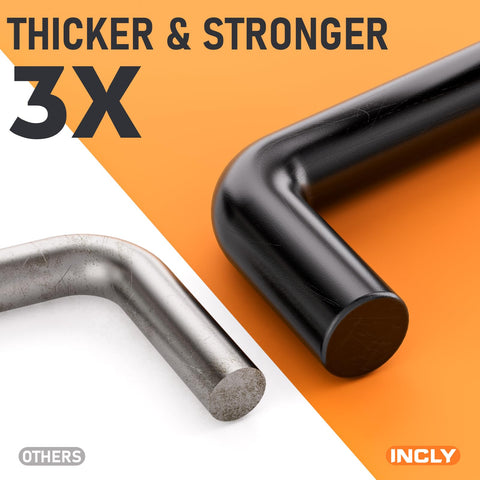 INCLY 4-inch pegboard hook side view with rounded end for safe handling