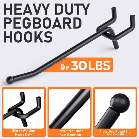 INCLY 8-inch pegboard hook front view versatile pegboard spacing