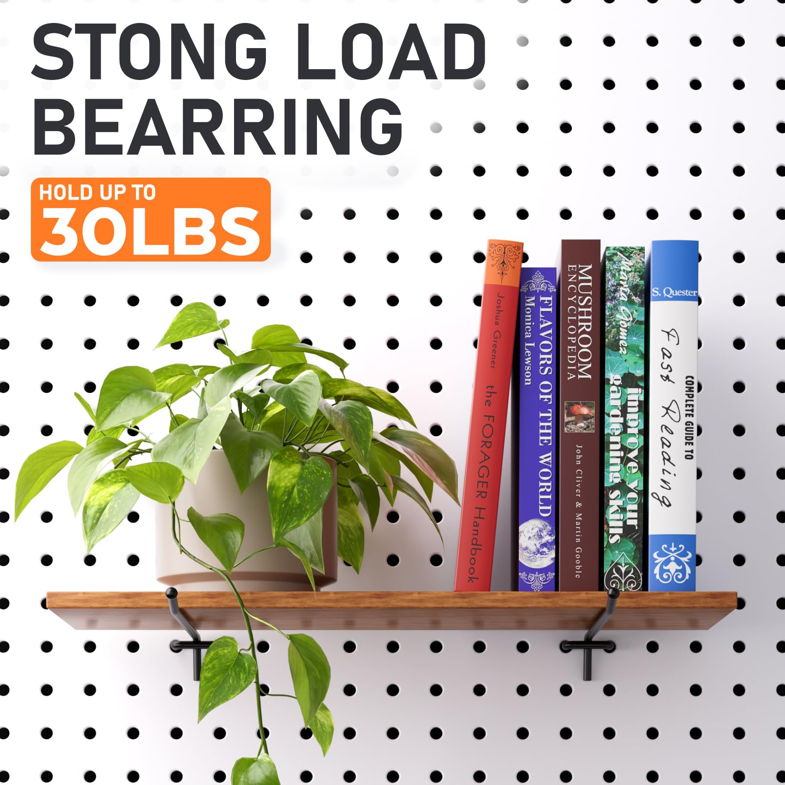 INCLY 8-inch pegboard hook side view balanced load distribution