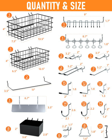 INCLY pegboard hooks angled and straight enable versatile tool organization