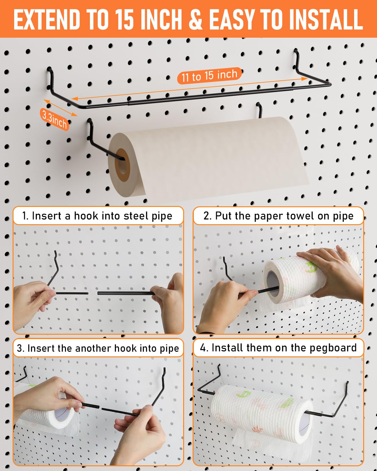 INCLY angled pegboard hooks, stable mounting for heavier gear