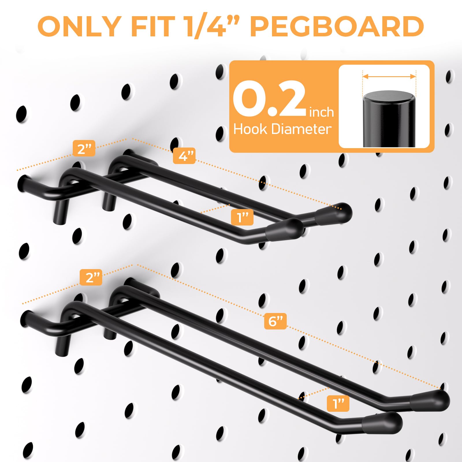 INCLY matte black finish resists rust for long-lasting pegboard hooks