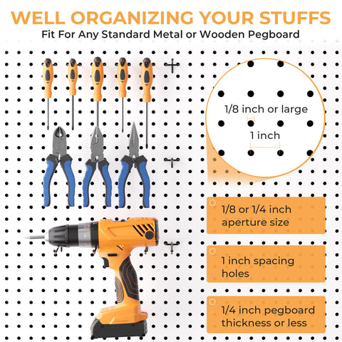 INCLY matte black finish pegboard hooks show durable, corrosion-resistant hardware