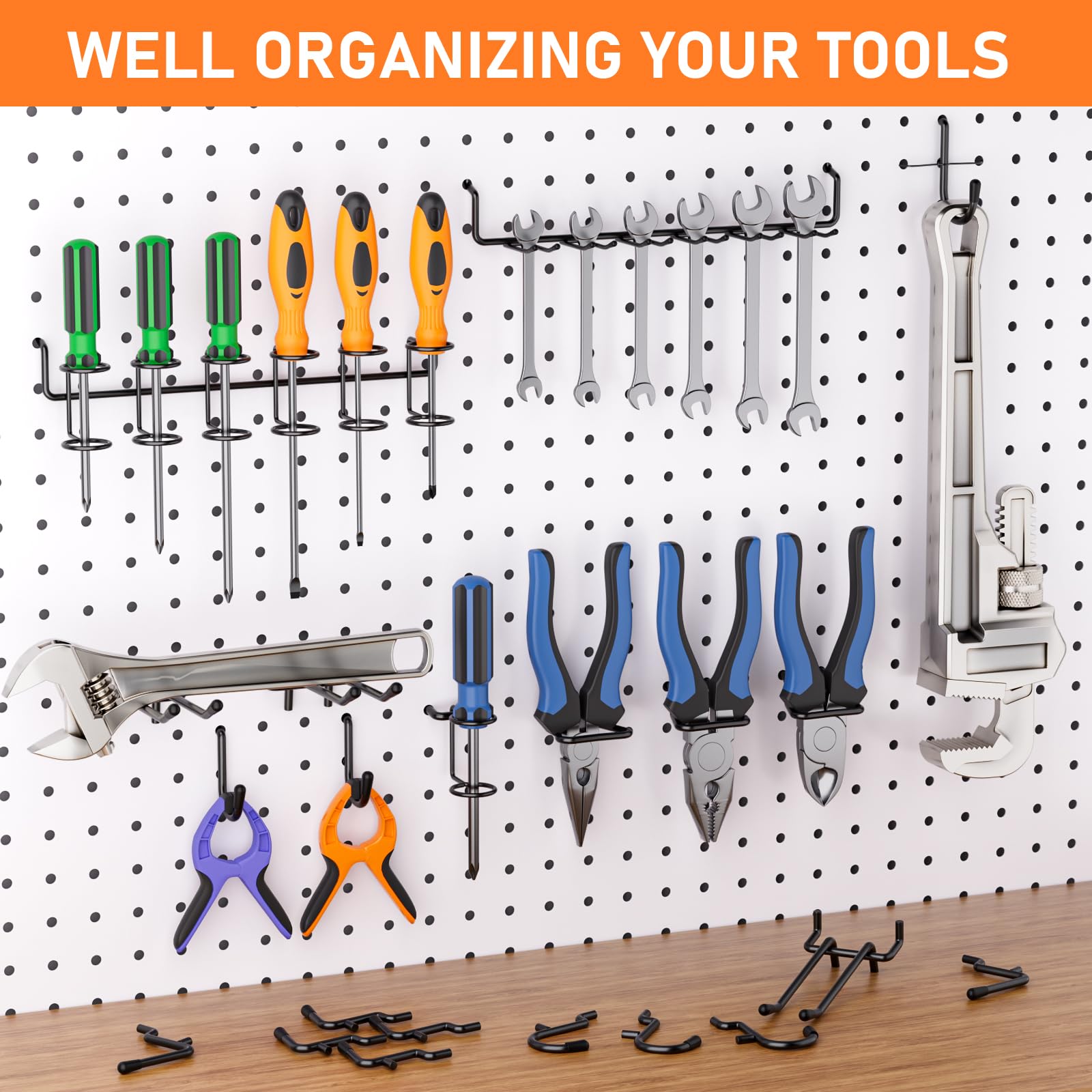 INCLY compact pegboard kit for garage organization.