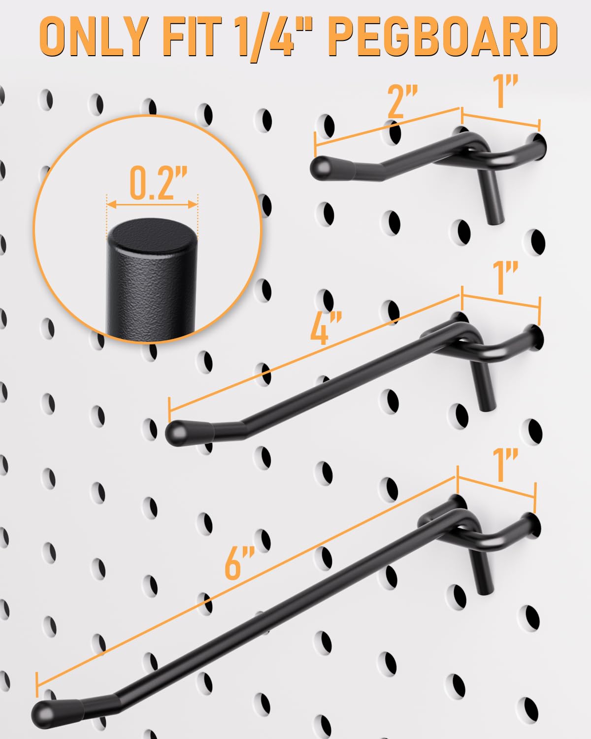 INCLY pegboard hooks with rubber tips protect surfaces during hanging.