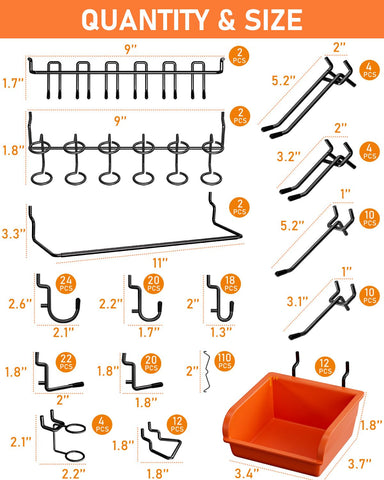 INCLY straight pegboard hooks, simple tool hanging solution