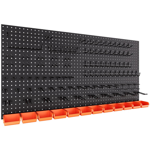 INCLY pegboard panels four-pack mounted on a solid wall for sturdy tool storage.