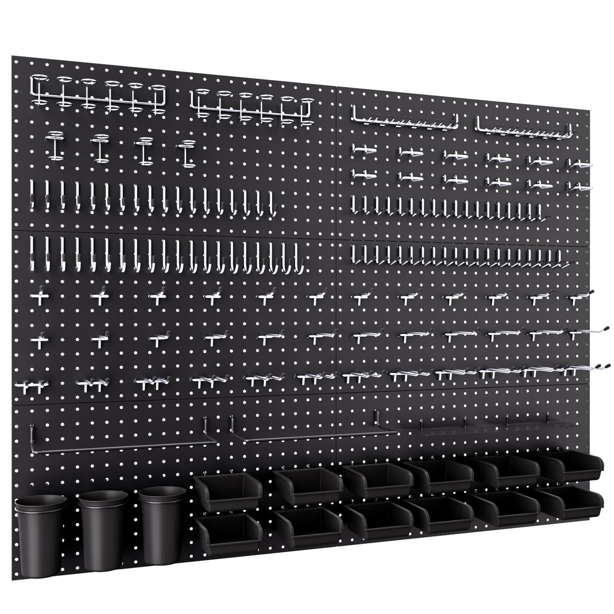 INCLY pegboard six-panel setup for organized wall storage.
