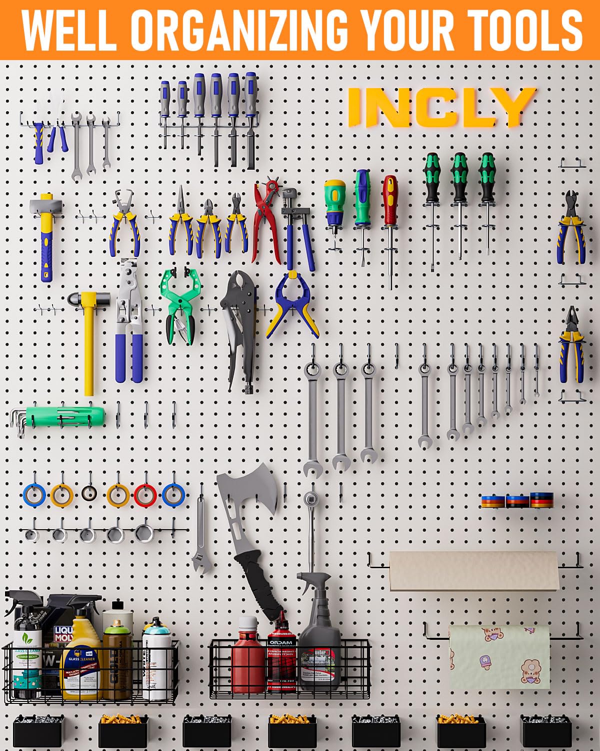 INCLY pegboard tool holders multi rack keeps pliers and small tools accessible