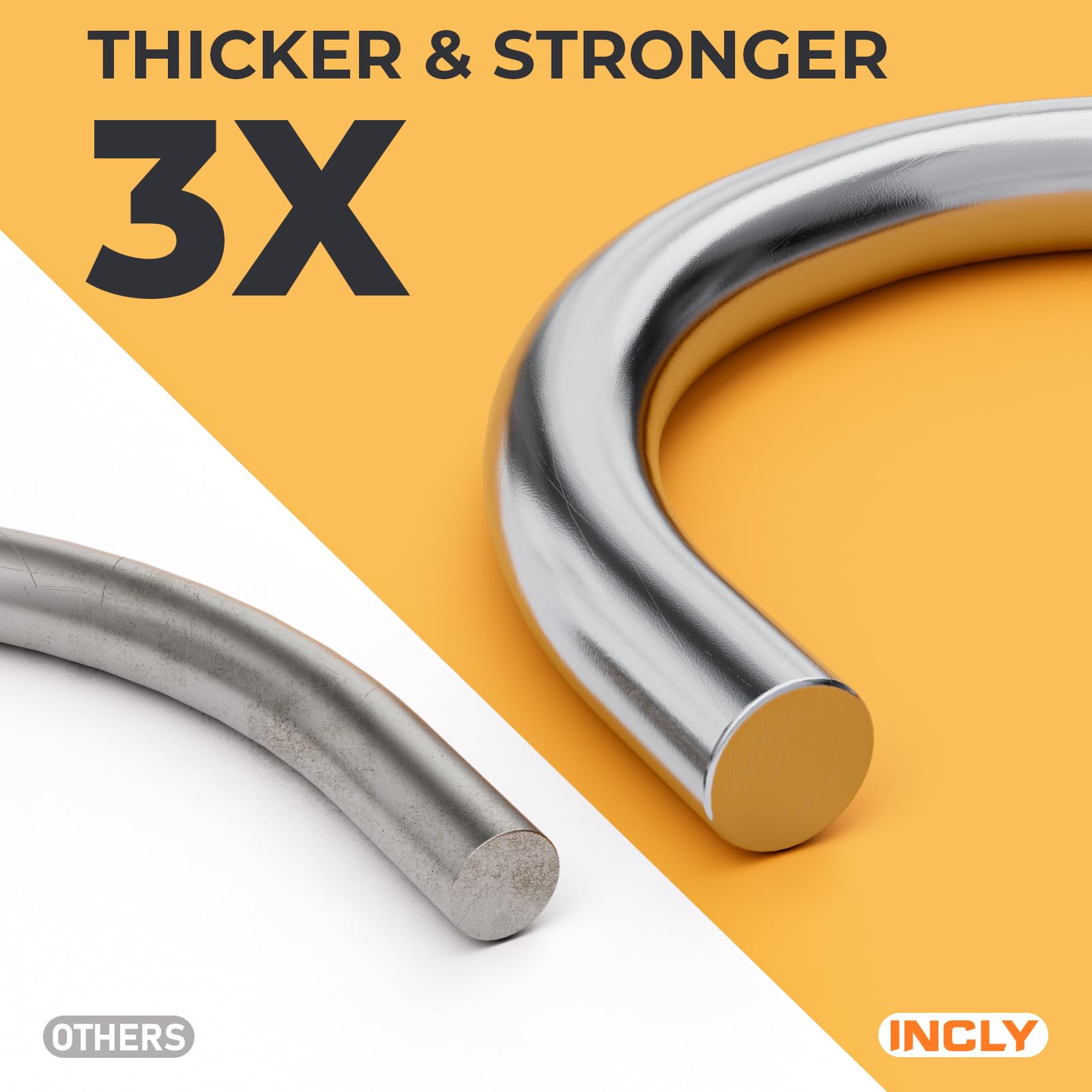 INCLY rubber-tipped pegboard hooks protect surfaces during use.